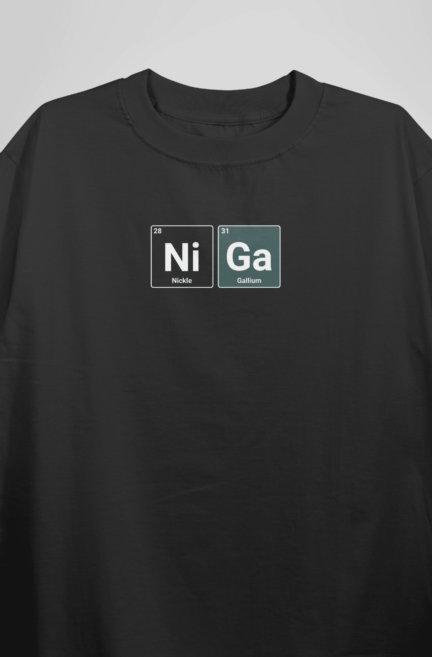 NiGa (Nickle Gallium) Black Printed Oversized T-shirt | Drop Shoulder T-shirt