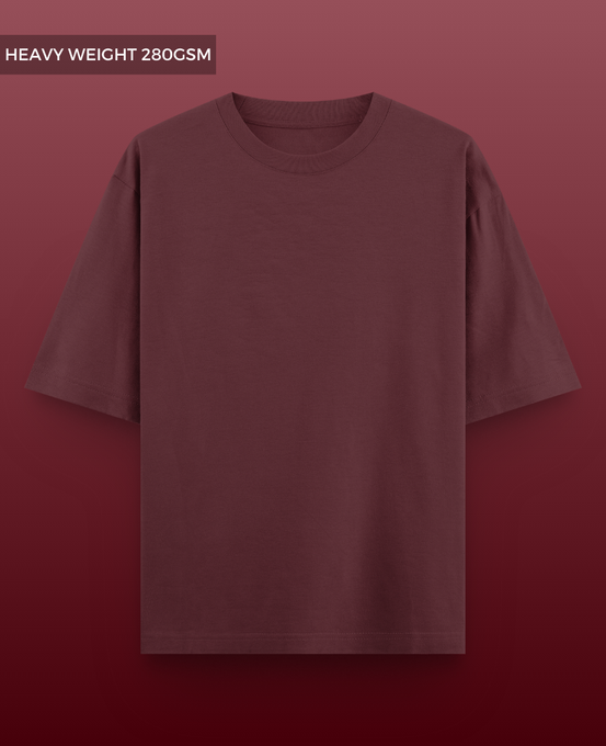 Maroon Plain Drop Shoulder T-shirt - 280gsm T-Shirt
