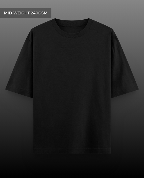 Black Drop Shoulder T-shirt // Mid-Weight 240gsm
