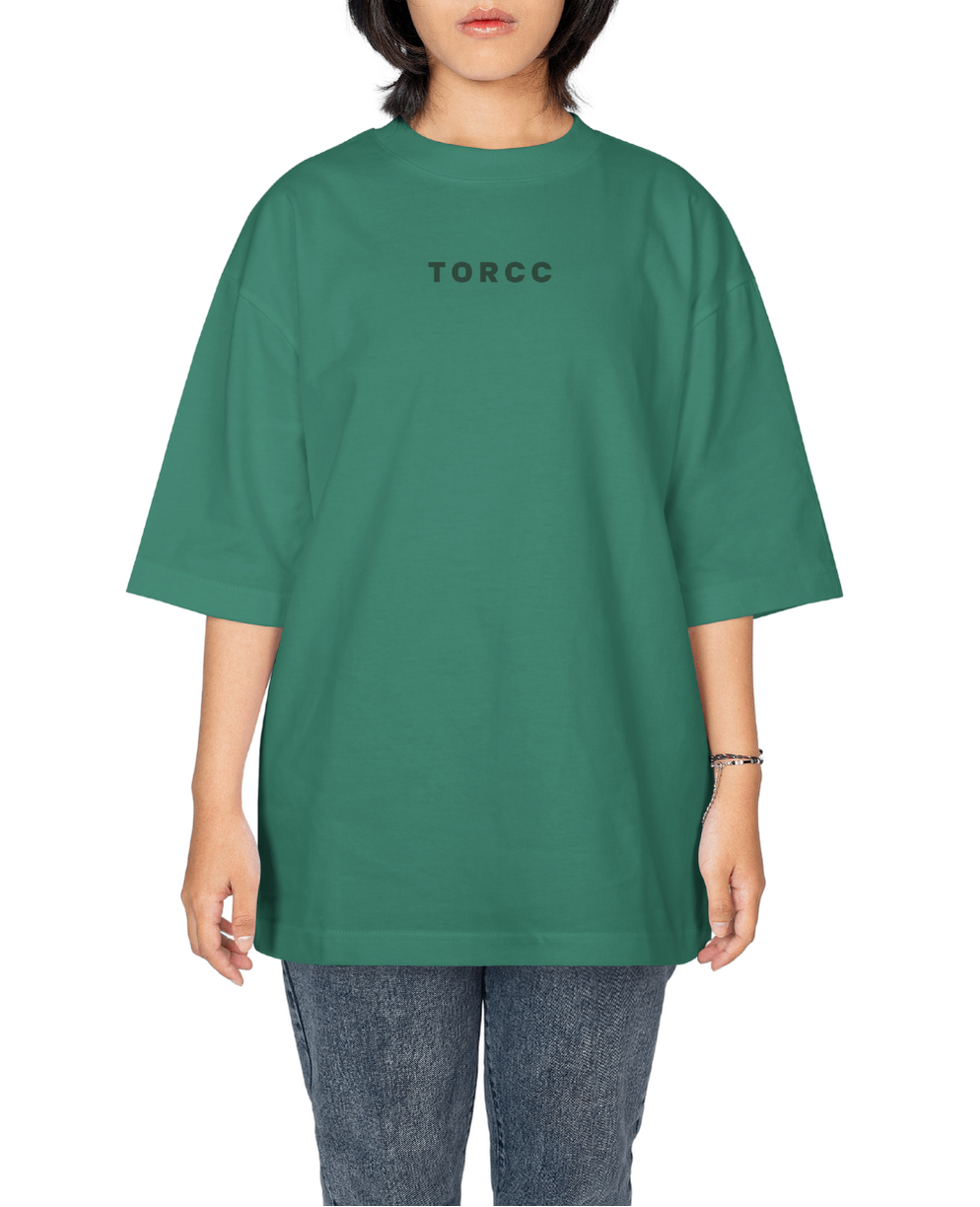 Minimal  Forest Green Printed Oversized T-shirt | Drop Shoulder T-shirt