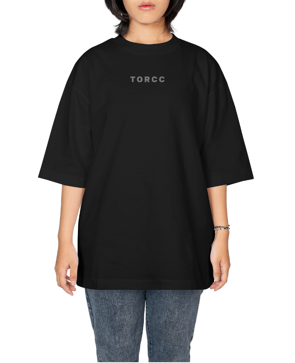 Minimal Black Printed Oversized T-shirt | Drop Shoulder T-shirt
