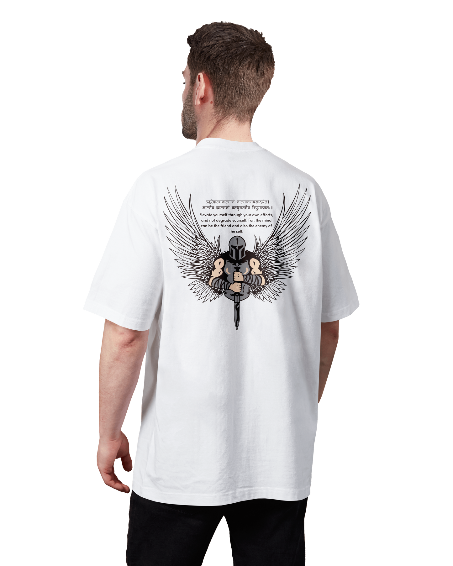 Wings White Printed Oversized T-shirt | Drop Shoulder T-shirt
