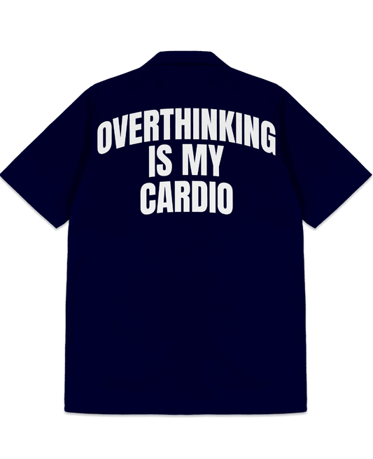 Overthinking Puff Print Men's Bowling Shirt | 240gsm Baggy Shirt for Men