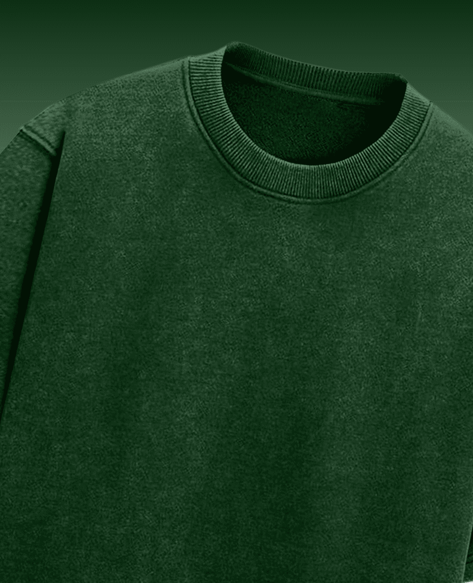 Dark green acid wash oversized t-shirt with a drop shoulder fit, offering a casual, trendy look with ultimate comfort.