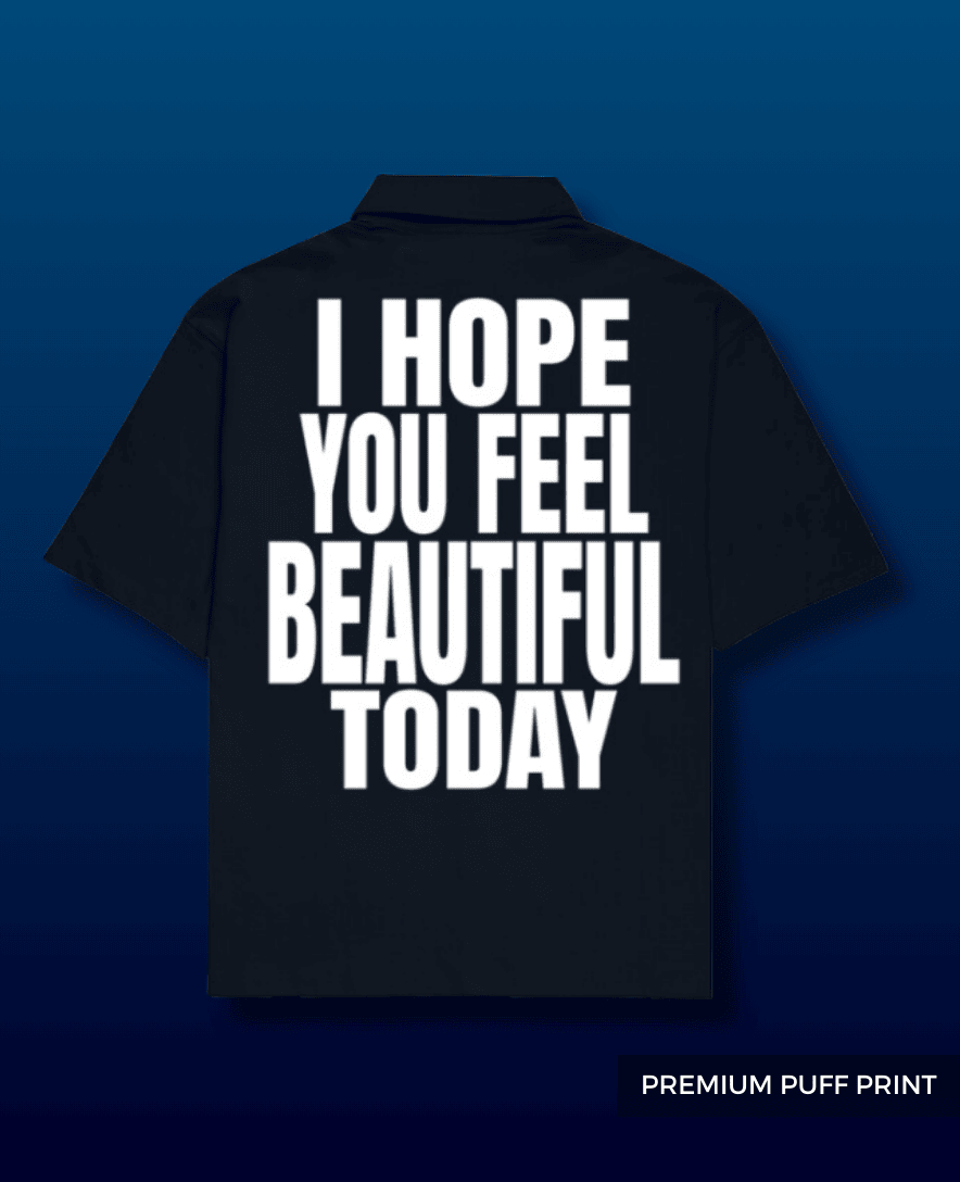 Beautiful Oversized Shirt Light Blue // Premium Puff Print | Men's Bowling Shirt