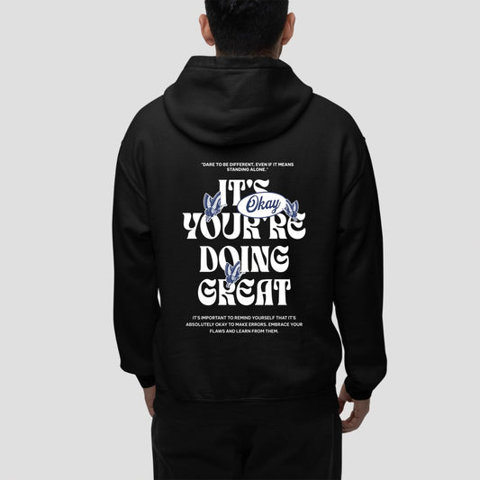 Black You are doing great: Graphic Hoodie For Men and Womenoversized tshirt for men, oversized tshirt for women, graphic oversized tshirt, streetwear oversized tshirt, oversized tshirt, oversized tee, hoodies for men, hoodies for women, hoodies on sale, hoodies on sale india, hoodies men