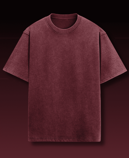 Maroon Acid Wash Oversized T-shirt | Drop Shoulder T-shirt