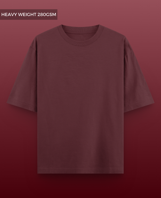 Maroon Plain Drop Shoulder T-shirt // Heavy Weight 280gsm