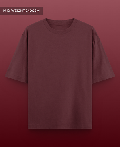 Maroon Drop Shoulder T-shirt // Mid-Weight 240gsm