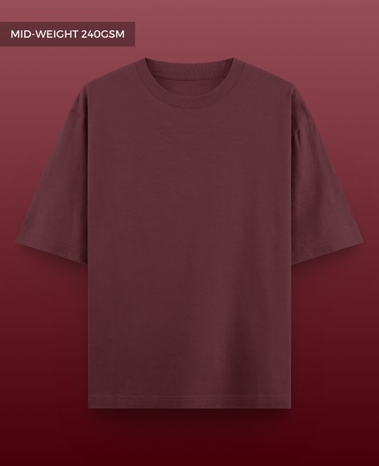 Maroon Drop Shoulder T-shirt // Mid-Weight 240gsm