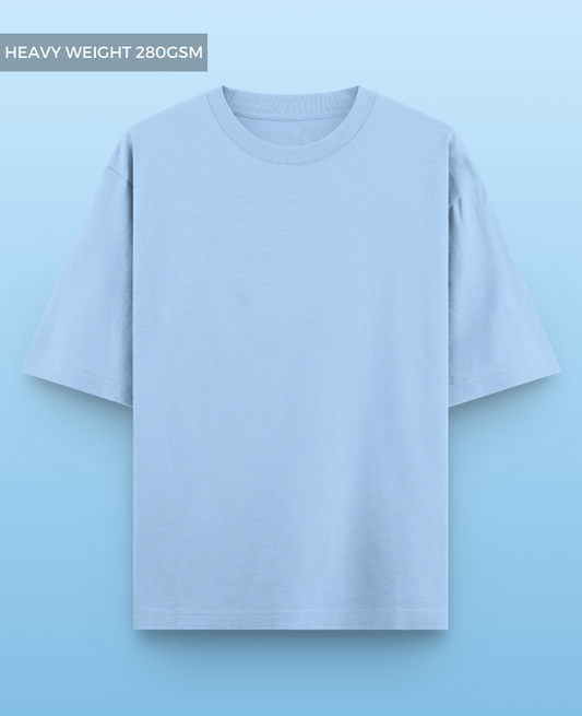 Light Blue Plain Drop Shoulder T-shirt // Heavy Weight 280gsm