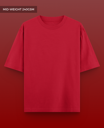 Red Drop Shoulder T-shirt // Mid-Weight 240gsm