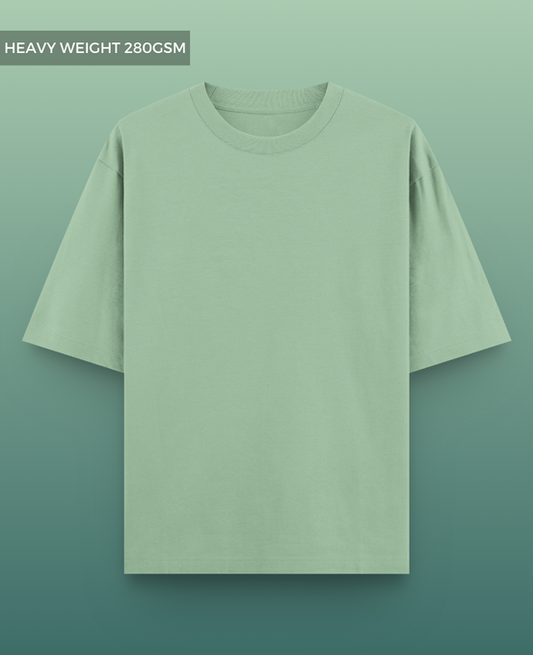 Jade Green Plain Drop Shoulder T-shirt // Heavy Weight 280gsm