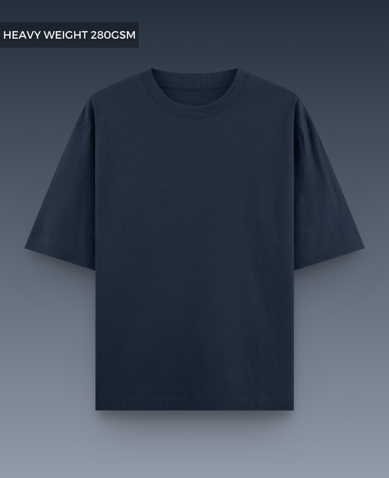 Navy Blue Plain Drop Shoulder T-shirt // Heavy Weight 280gsm