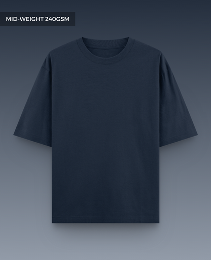 Navy Blue Drop Shoulder T-shirt // Mid-Weight 240gsm