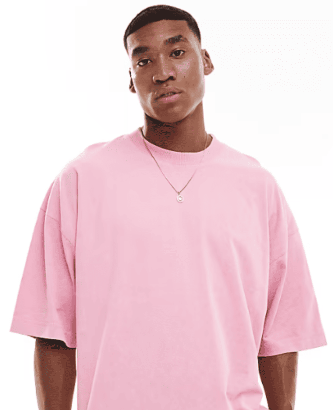 Pink Drop Shoulder T-shirt // Mid-Weight 240gsm