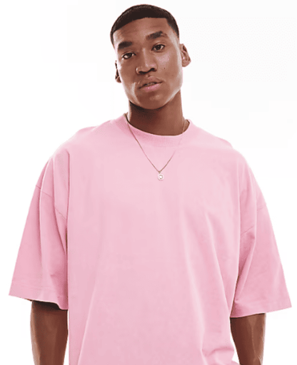 Pink Drop Shoulder T-shirt // Mid-Weight 240gsm