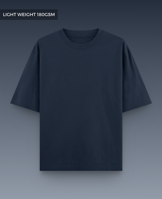 Navy Blue Drop Shoulder T-shirt // Light Weight 180gsm