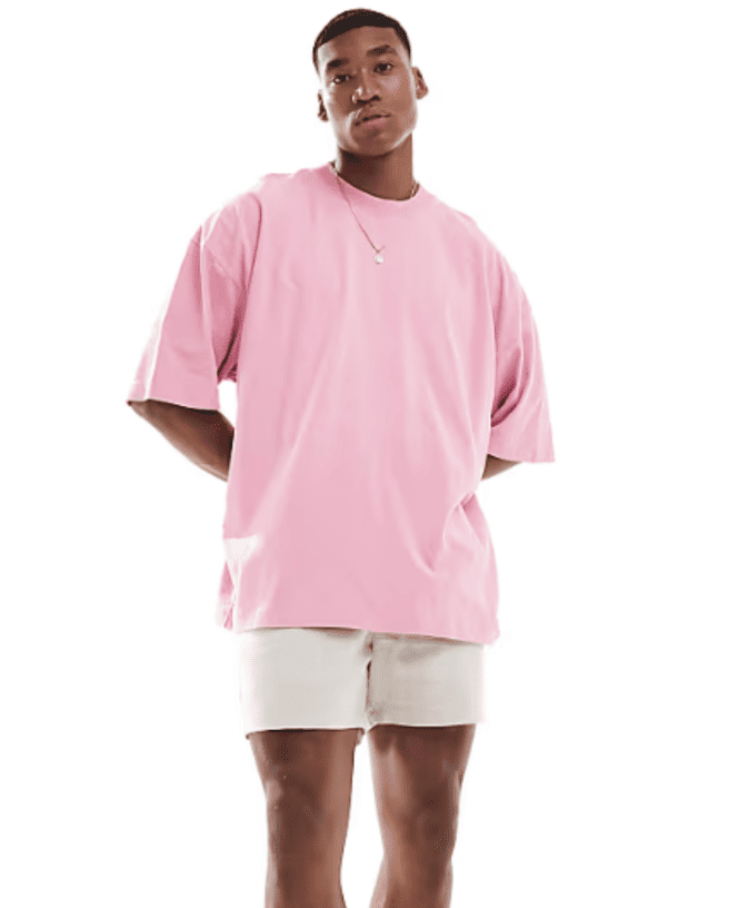 Pink Drop Shoulder T-shirt // Mid-Weight 240gsm