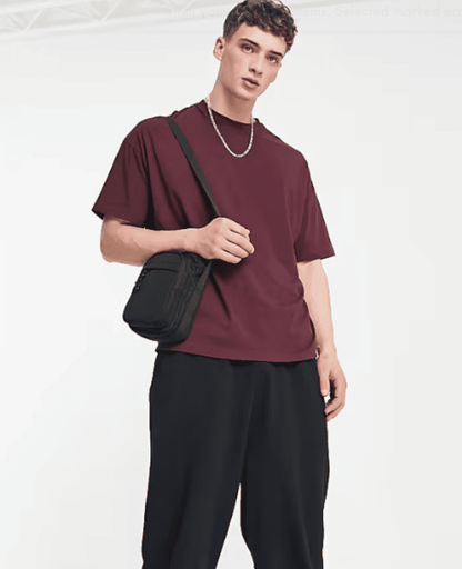 Maroon Drop Shoulder T-shirt // Mid-Weight 240gsm