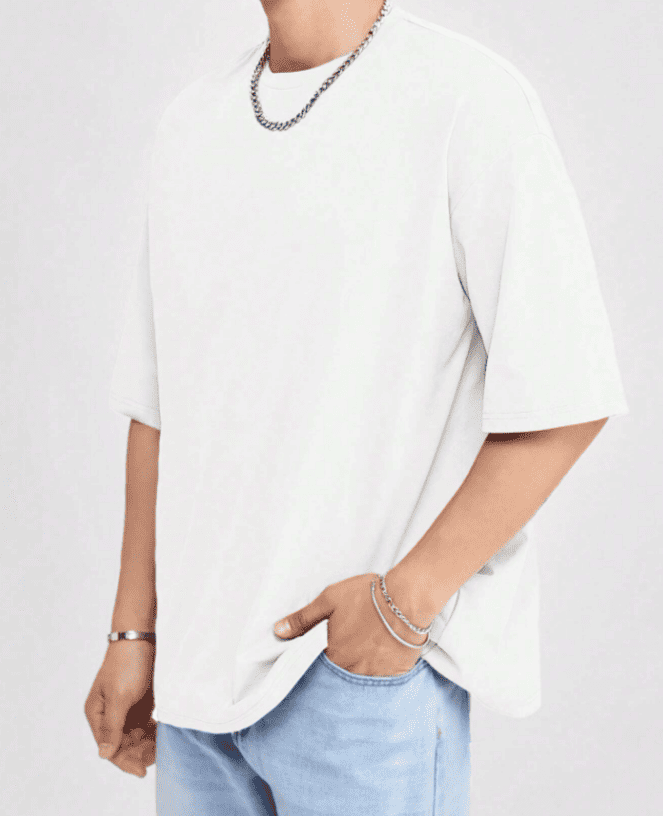 White Drop Shoulder T-shirt // Mid-Weight 240gsm