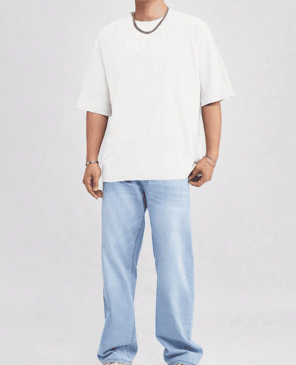 White Drop Shoulder T-shirt // Mid-Weight 240gsm