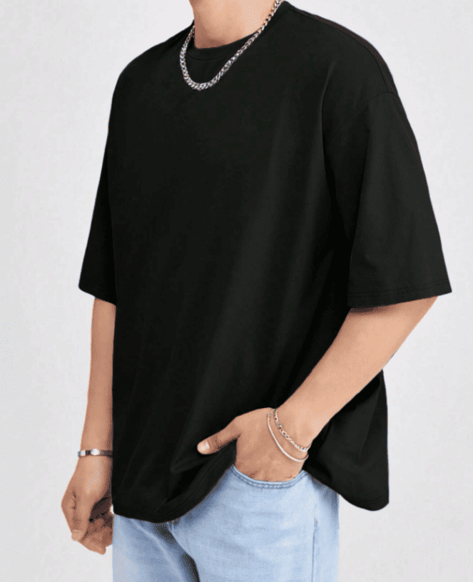 Black Drop Shoulder T-shirt // Mid-Weight 240gsm