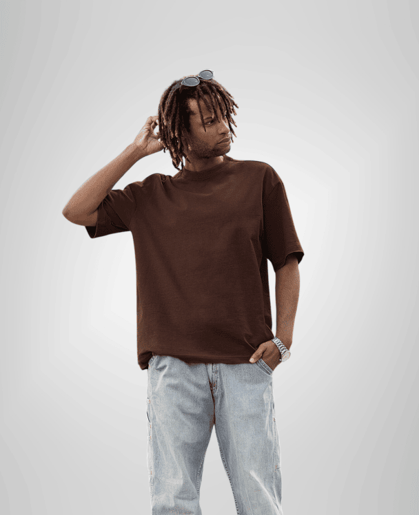 Chocolate Plain Drop Shoulder T-shirt | Oversized T-shirt