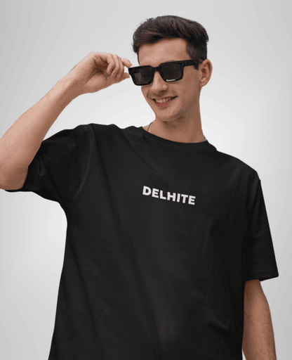 Delhite Black Drop Shoulder T-shirt | Oversized T-shirt