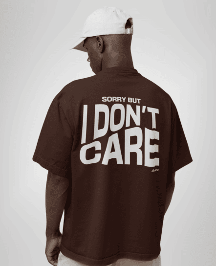 Don't Care Printed Oversized T-shirt | Drop Shoulder T-shirt