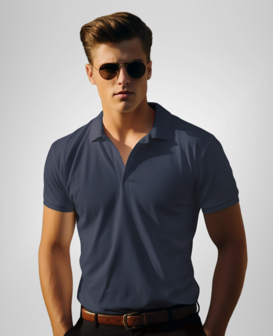 Regular Navy Blue Polo T-shirt