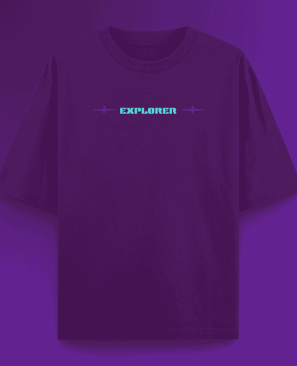 Explorer Purple Printed Oversized T-shirt | Drop Shoulder T-shirt