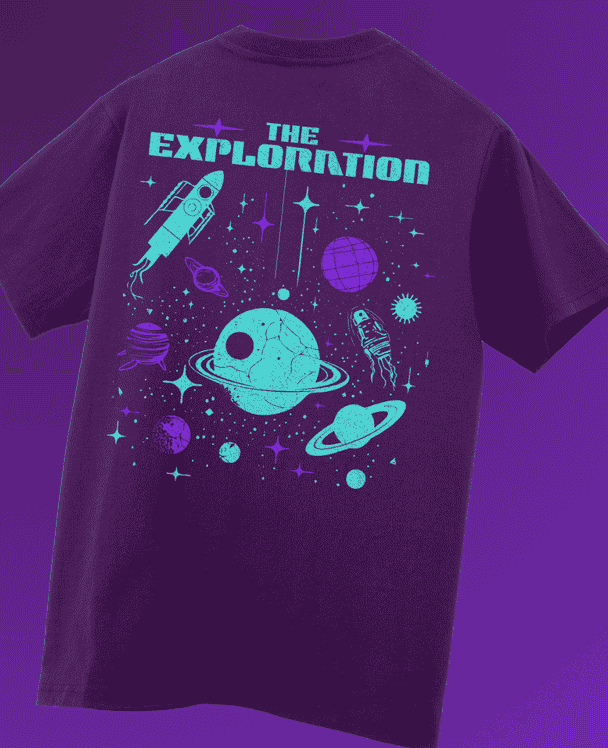 Explorer Purple Printed Oversized T-shirt | Drop Shoulder T-shirt