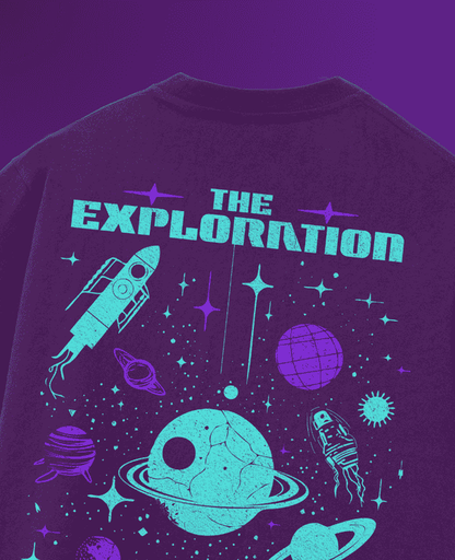 Explorer Purple Printed Oversized T-shirt | Drop Shoulder T-shirt