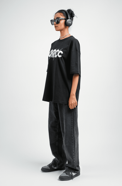 Wolf Black Printed Oversized T-shirt | Drop Shoulder T-shirt