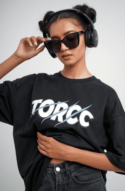 Wolf Black Printed Oversized T-shirt | Drop Shoulder T-shirt