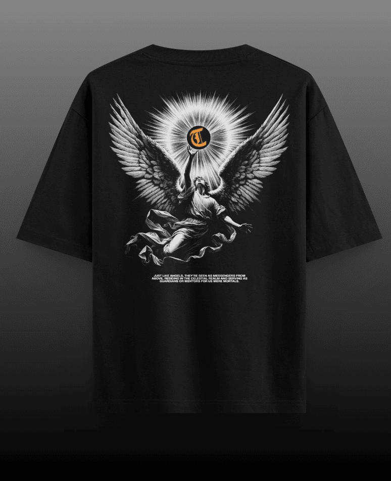 Celestial graphic on a 280gsm terry drop shoulder t-shirt, offering a stylish design with a relaxed and comfortable fit.