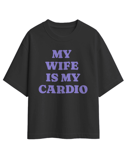 My wife is my Cardio - Terry Drop Shoulder T-shirt - 280gsm T-Shirt