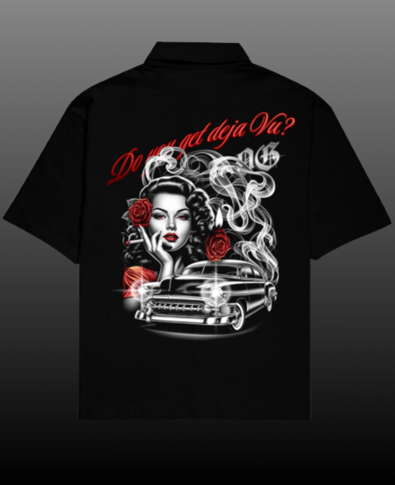 Deja Vu Oversized Shirt for Men featuring bold graphic design, crafted from premium cotton for a relaxed fit — perfect baggy shirt for men for casual and streetwear outfit ideas.







