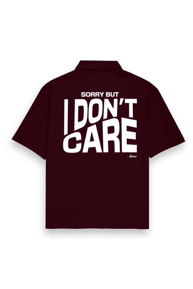 Don't Care Printed Oversized Shirt for Men with Cuban collar shirt for men design, crafted from 240 GSM baggy shirt for men fabric, featuring bold front and back graphic prints — perfect for casual and streetwear looks.