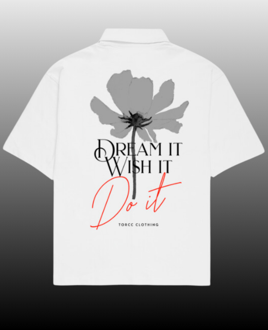 Dream Oversized Shirt for Men with Cuban collar shirt for men design, made from 240 GSM baggy shirts for men fabric, featuring premium front and back graphic prints — perfect for casual and streetwear outfits.