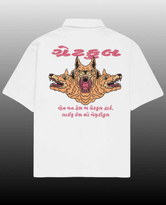 Grateful Oversized Shirt for Men with Cuban collar shirt for men design, crafted from 240 GSM 100% cotton, featuring bold front and back prints — a stylish baggy shirt for men perfect for casual and streetwear outfits.