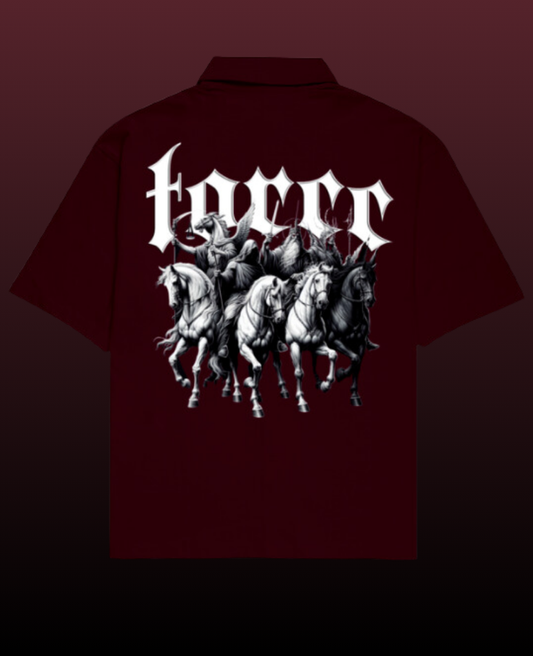 Horsemen Oversized Shirt for Men with Cuban collar shirt for men design, made from 240 GSM baggy shirts for men fabric, featuring premium front and back graphic prints — perfect for casual and streetwear outfits.