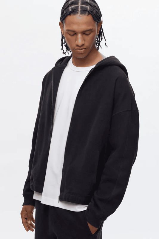 Black Heavyweight Zip Up Hoodie