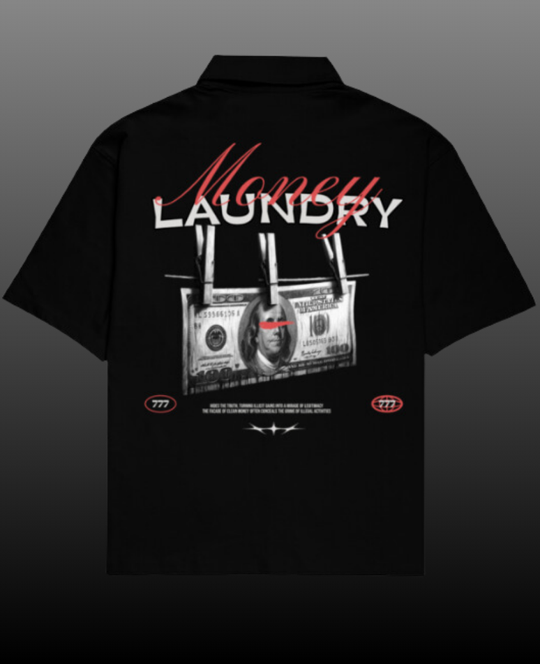 Money Laundry Oversized Shirt for Men with Cuban collar shirt for men design, made from 240 GSM baggy shirts for men fabric, featuring premium front and back graphic prints — perfect for streetwear and casual outfits.