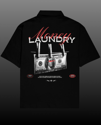 Money Laundry Oversized Shirt for Men with Cuban collar shirt for men design, made from 240 GSM baggy shirts for men fabric, featuring premium front and back graphic prints — perfect for streetwear and casual outfits.