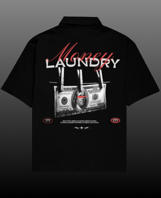 Money Laundry Oversized Shirt for Men with Cuban collar shirt for men design, made from 240 GSM baggy shirts for men fabric, featuring premium front and back graphic prints — perfect for streetwear and casual outfits.