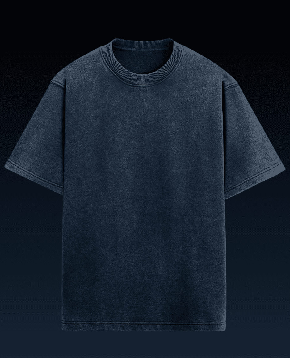 Navy acid wash oversized t-shirt with a drop shoulder fit, featuring a relaxed, stylish design for everyday comfort
