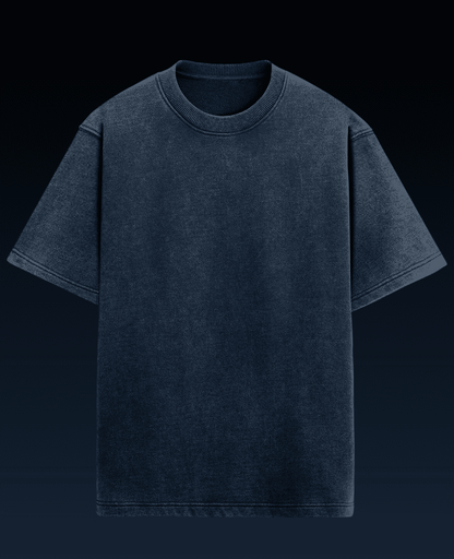 Navy acid wash oversized t-shirt with a drop shoulder fit, featuring a relaxed, stylish design for everyday comfort