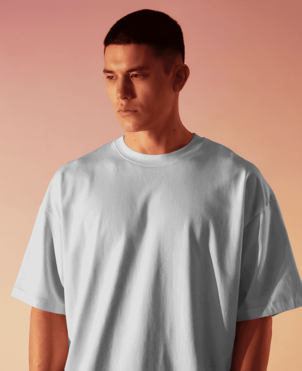 White Plain Drop Shoulder T-shirt // Heavy-weight 280gsm